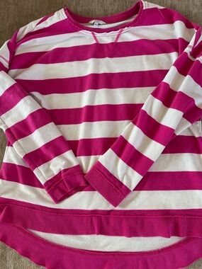 crown & ivy Fuchsia and White Striped Women's Sweater